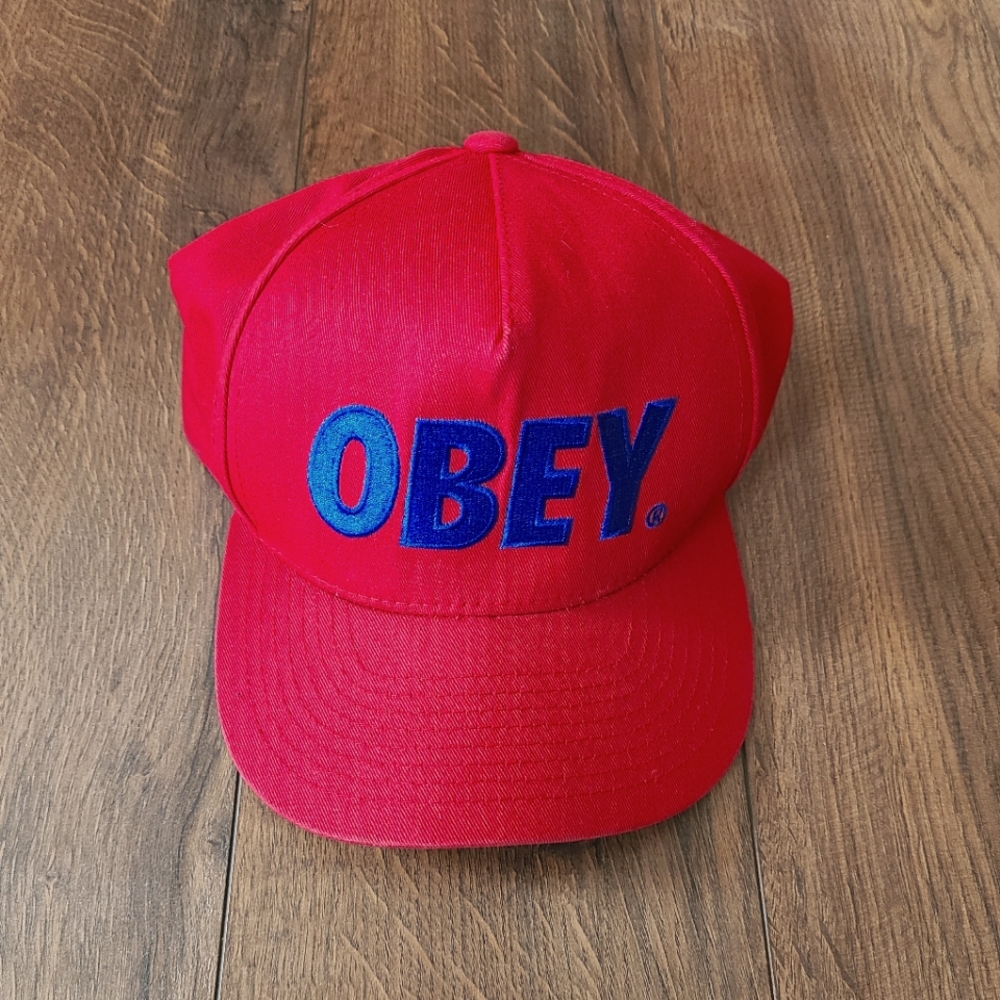 Red OBEY Snapback Hat